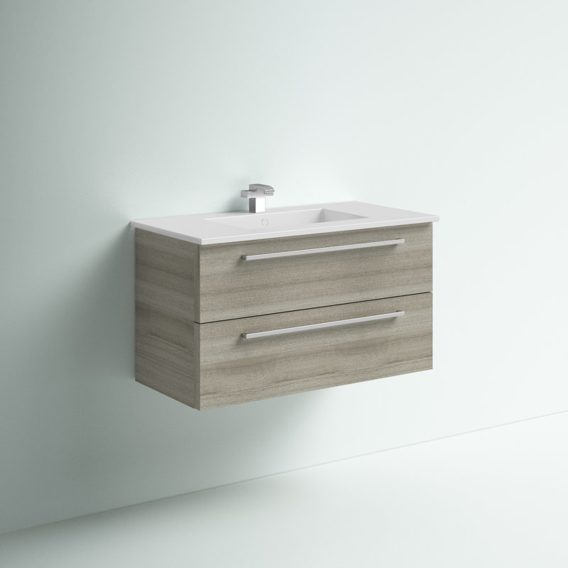 Mercury Row® Akron 36'' Wall Mounted Single Bathroom Vanity with